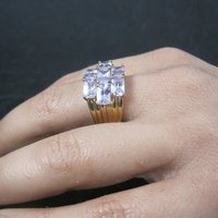 Vintage Vermeil Sterling Lavender Cz Ring Size 8