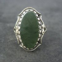 Vintage 10K Nephrite Jade Ring Size 6.5