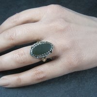 Vintage 10K Nephrite Jade Ring Size 6.5