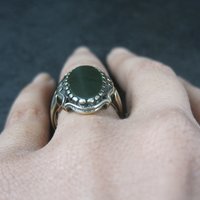 Vintage 10K Nephrite Jade Ring Size 6.5