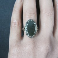 Vintage 10K Nephrite Jade Ring Size 6.5