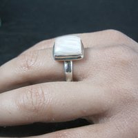 Vintage Sterling Orange Scolecite Ring Size 9.5