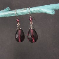 Vintage Sterling Purple Crystal Earrings