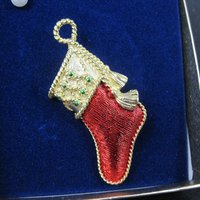 Gerrys Christmas Stocking Brooch New Old Stock