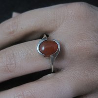 Vintage Sterling Carnelian Cabochon Ring Sizes 6