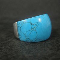 Chunky Sterling Turquoise Ring Size 6 Vintage Vintage