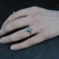 Dainty Southwestern Sterling Inlay Ring Size 6