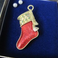 Gerrys Christmas Stocking Brooch New Old Stock