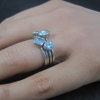 Set of 4 Vintage Sterling Blue Topaz Stacking Rings Size 6