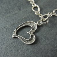 Vintage Sterling Heart Charm Bracelet 7.5 Inches