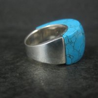 Chunky Sterling Turquoise Ring Size 6 Vintage Vintage