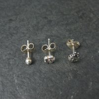 3 Hole Stud Earrings Ladybug Flower Ball Studs Sterling Avon