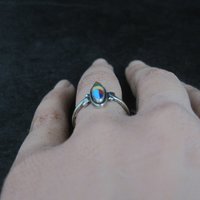 Dainty Southwestern Sterling Inlay Ring Size 6