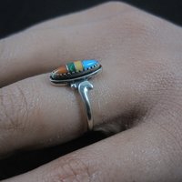 Dainty Southwestern Sterling Inlay Ring Size 6