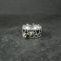 Ornate Vintage Sterling Cz Heart Charm