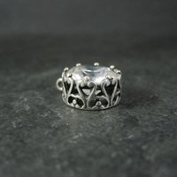 Ornate Vintage Sterling Cz Heart Charm