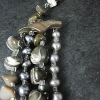 Vintage Mother of Pearl Shell 4 Strand Necklace & Earrings Jewelry Set Japan