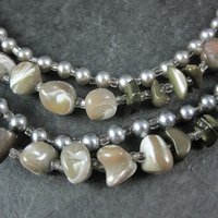 Vintage Mother of Pearl Shell 4 Strand Necklace & Earrings Jewelry Set Japan