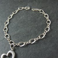 Vintage Sterling Heart Charm Bracelet 7.5 Inches