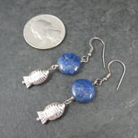 Sterling Lapis Lazuli Fish Earrings