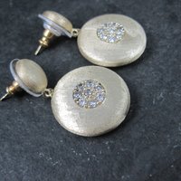 Vermeil Sterling Cz Earrings Brushed Finish