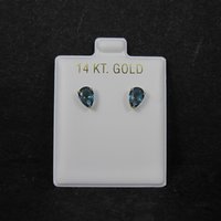 14K Pear Cut Blue Zircon Stud Earrings