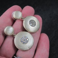 Vermeil Sterling Cz Earrings Brushed Finish