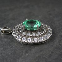 Estate Sterling Green Sapphire Pendant