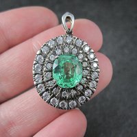 Estate Sterling Green Sapphire Pendant