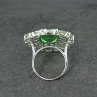 Large Estate Sterling Green Stone Cocktail Ring Size 8.5