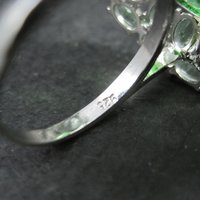 Large Estate Sterling Green Stone Cocktail Ring Size 8.5