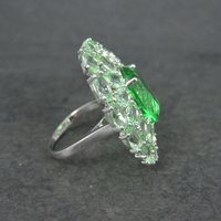 Large Estate Sterling Green Stone Cocktail Ring Size 8.5