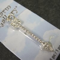 Silver Plated Rhinestone Arrow Charm