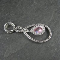 Long Estate 90s Sterling Pink Cz Pendant