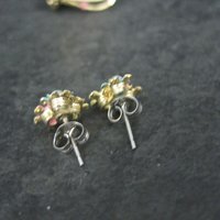 Vintage Enamel Flower Heart Earrings & Brooch Jewelry Set