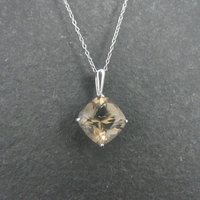 14K Smoky Topaz Solitaire Pendant White Gold