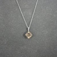 14K Smoky Topaz Solitaire Pendant White Gold