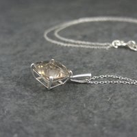 14K Smoky Topaz Solitaire Pendant White Gold