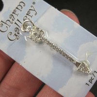 Silver Plated Rhinestone Arrow Charm