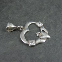 Estate Sterling Claddagh Heart Pendant