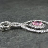 Long Estate 90s Sterling Pink Cz Pendant