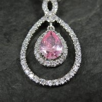 Long Estate 90s Sterling Pink Cz Pendant