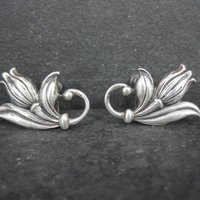 Vintage Sterling Screw Back Tulip Earrings