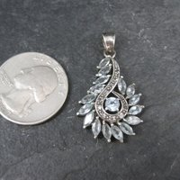 Estate Sterling Silver Swiss Blue Topaz Pendant