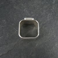 Vintage Sterling Silver Blue Cats Eye Sea Glass Ring Size 8 Square Band