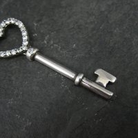 Vintage Sterling Silver Heart Key Pendant