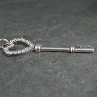 Vintage Sterling Silver Heart Key Pendant