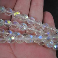 Vintage Aurora Borealis Crystal Bead Necklace NOS 25.5 Inches