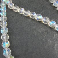 Vintage Aurora Borealis Crystal Bead Necklace 25.5 Inches New Old Stock with Original Tag