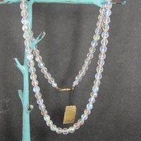 Vintage Aurora Borealis Crystal Bead Necklace NOS 25.5 Inches